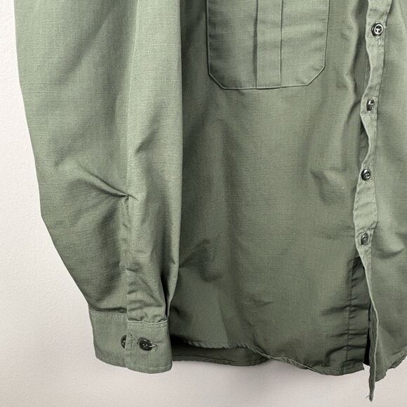 Propper® Men Green Tactical Shirt Large Long Sleeve Milt Work Uniform Button Up - Picture 6 of 9